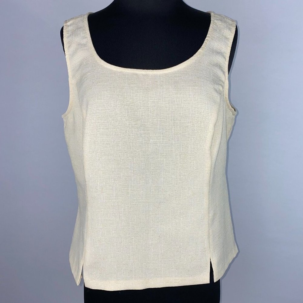 Perceptions Petites 14P Lightly Textured Tank Top Slit Accents Side Zipper